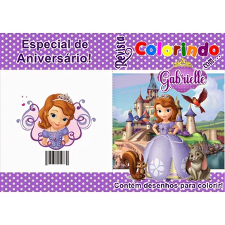 10, 20 OU 30 Livros De Colorir Personalizado / Revistinha de Colorir - PRINCESA SOPHIA-GRANDE - CAPA PAPEL DE FOTO