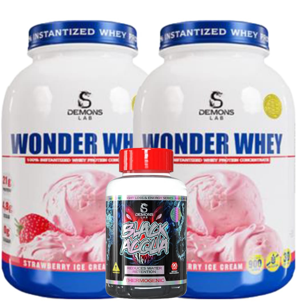 KIT/COMBO 2X WONDER WHEY PROTEIN 900G + TERMOGÊNICO BLACK ACQUA – DEMONS LAB