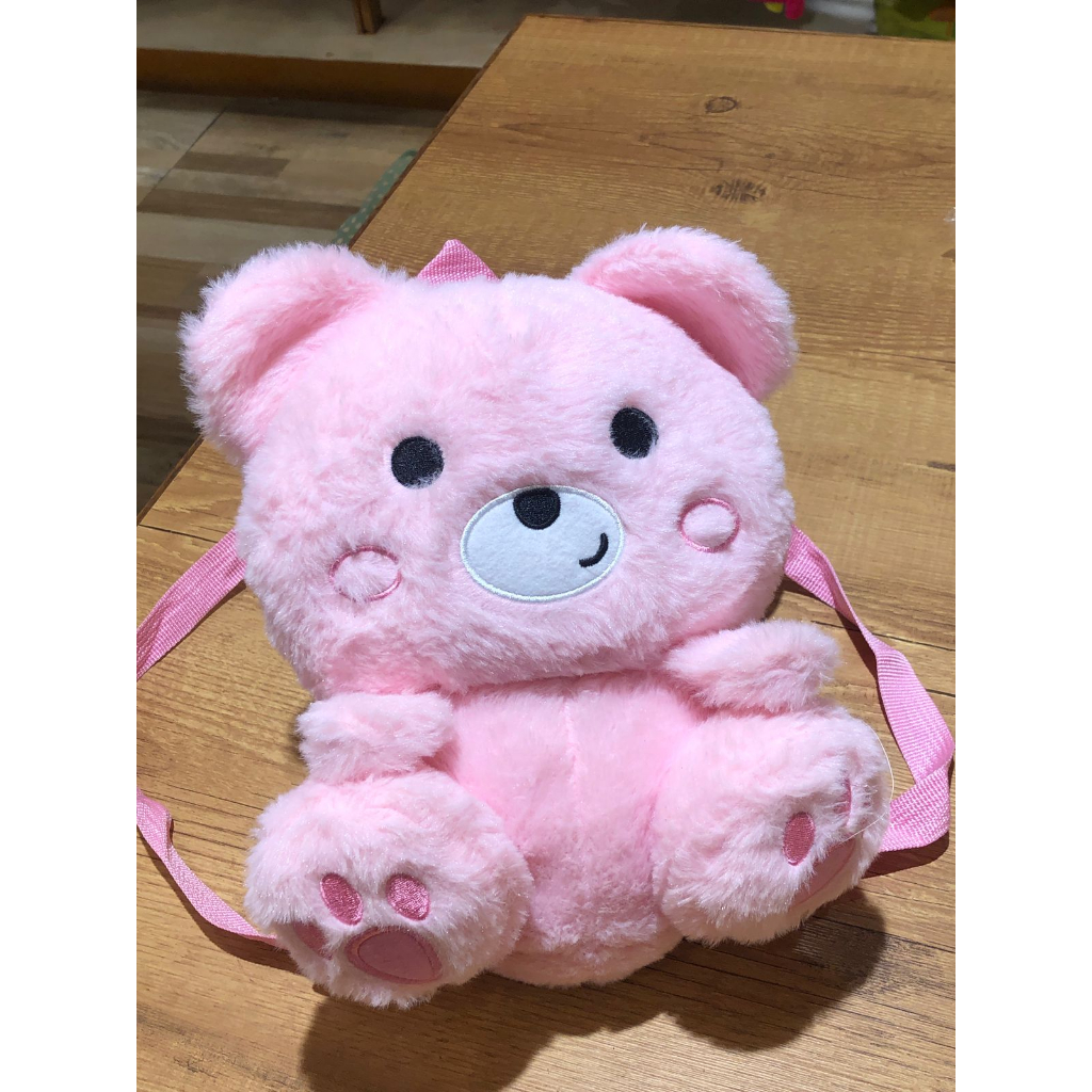 Mochila urso feminina menina pelúcia ursinho fofa com zíper para criança
