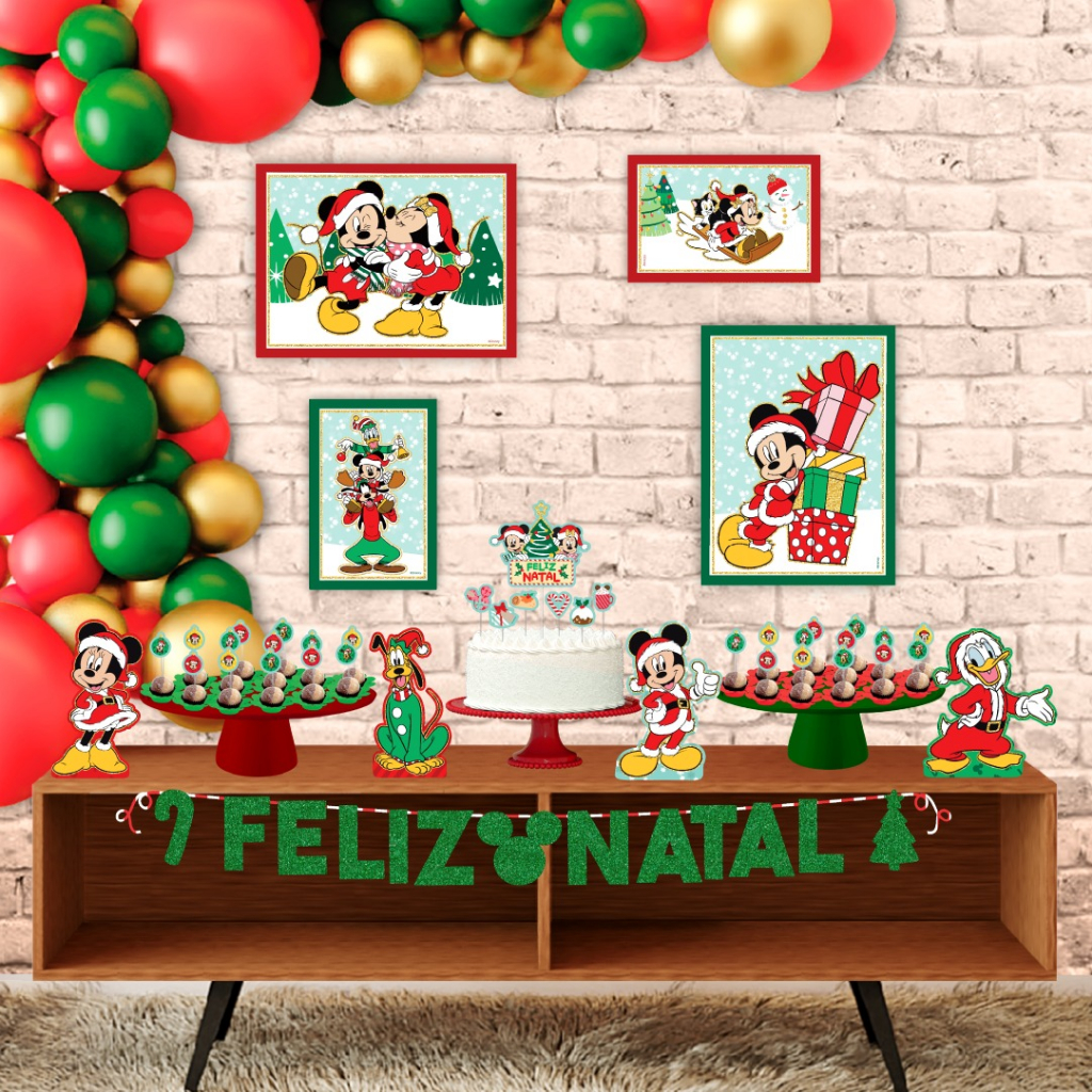Kit Festa Fácil Natal da Disney - Decoração De Noite Feliz - Mickey e ...