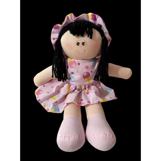Boneca De Pano 30cm Cabelo Preto Bonequinha Um Sonho De Boneca Oferta