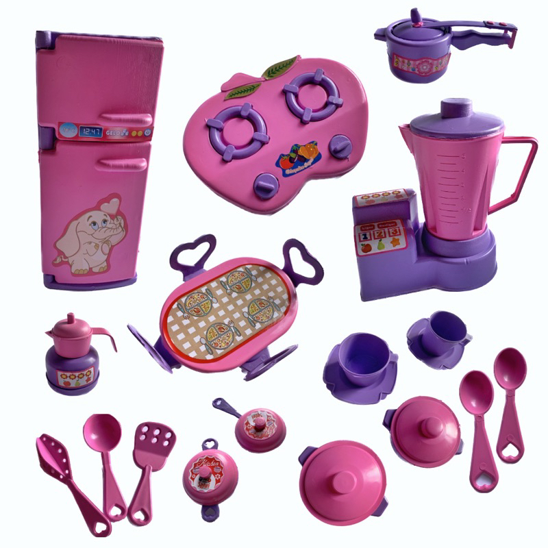 Conjunto Cozinha Panelinhas Brinquedo Infantil Faz de Conta Geladeira Fogão Liquidificador Panelinhas Copo Talheres Panela de Pressão