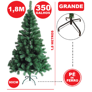 Árvore de Natal Pinheiro Rosa 1,80m com 540 Galhos Grande com Base Ferro
