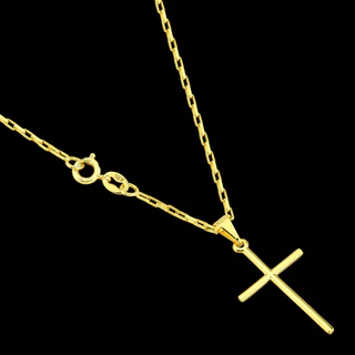 Corrente + Pingente Cruz Palito Banhados a ouro 18k Cordão Cartier Masculina Crucifixo Moeda Antiga
