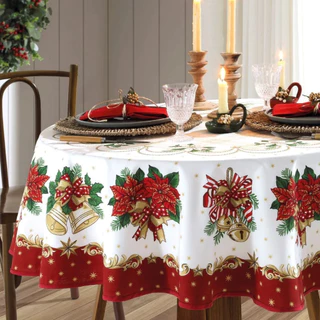 Toalha de Mesa Redonda Dohler Athenas Estampada 1,60m - Natal 107