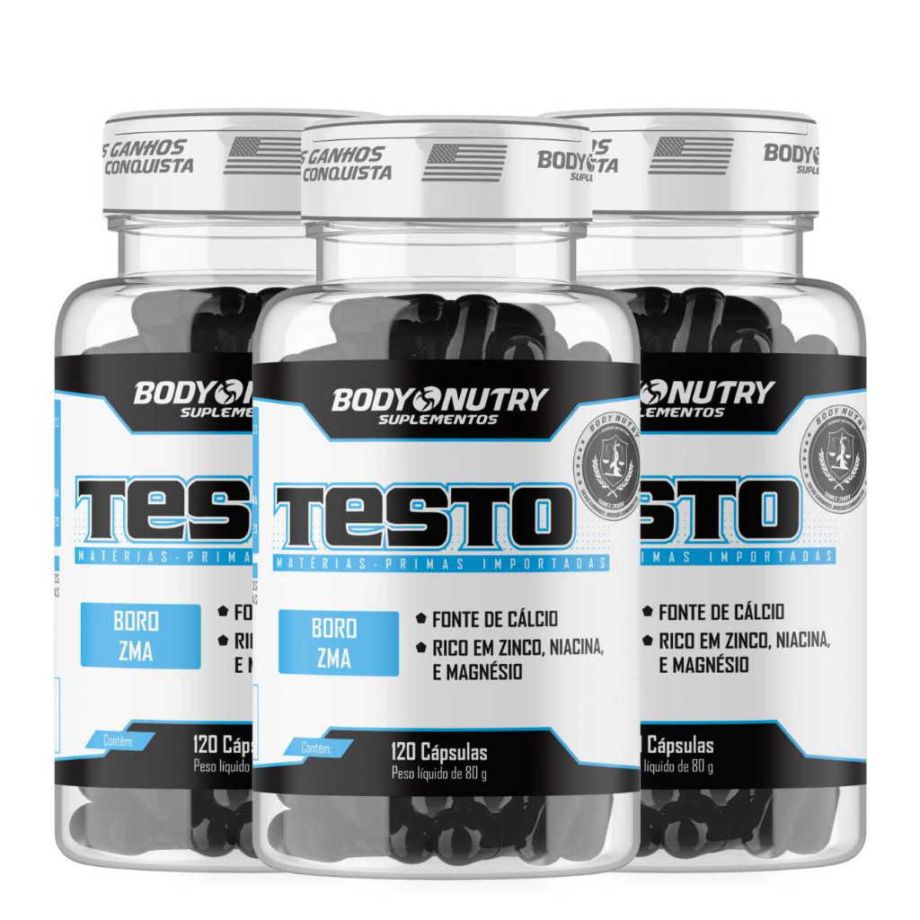 kit 3x Testo, Pote 120 cápsulas, Body Nutry | Shopee Brasil