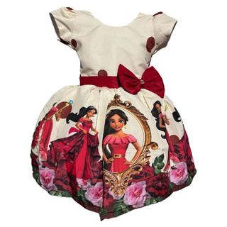 VESTIDO FESTA VERMELHO PRINCESA ELENA DE AVALOR RODADO LUXO