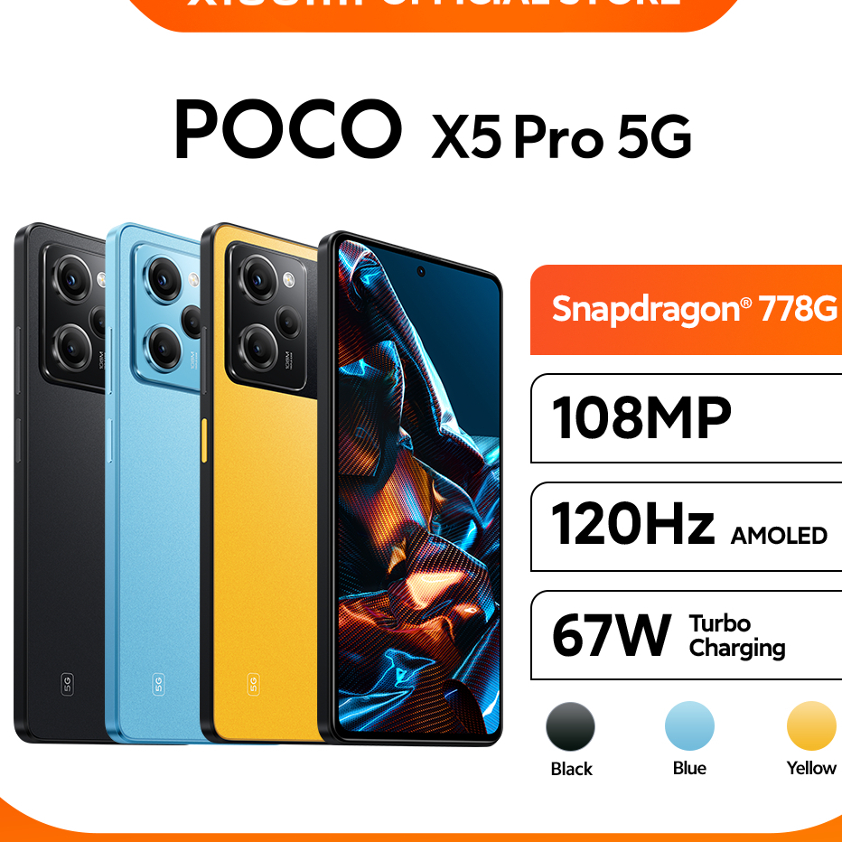 Smartphone Xiaomi POCO X5 Pro 5G Dual SIM 8GB 256GB 6,67" FHD+ 108MP 5000mAh 67W Carregamento