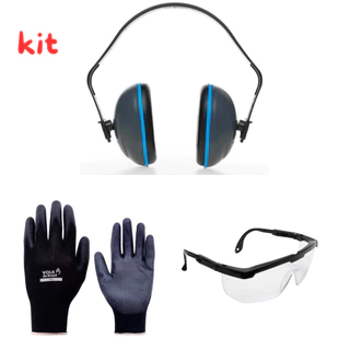 Kit Óculos Poliferr Luva Tátil Volk Abafador Auricular 18 db Camper