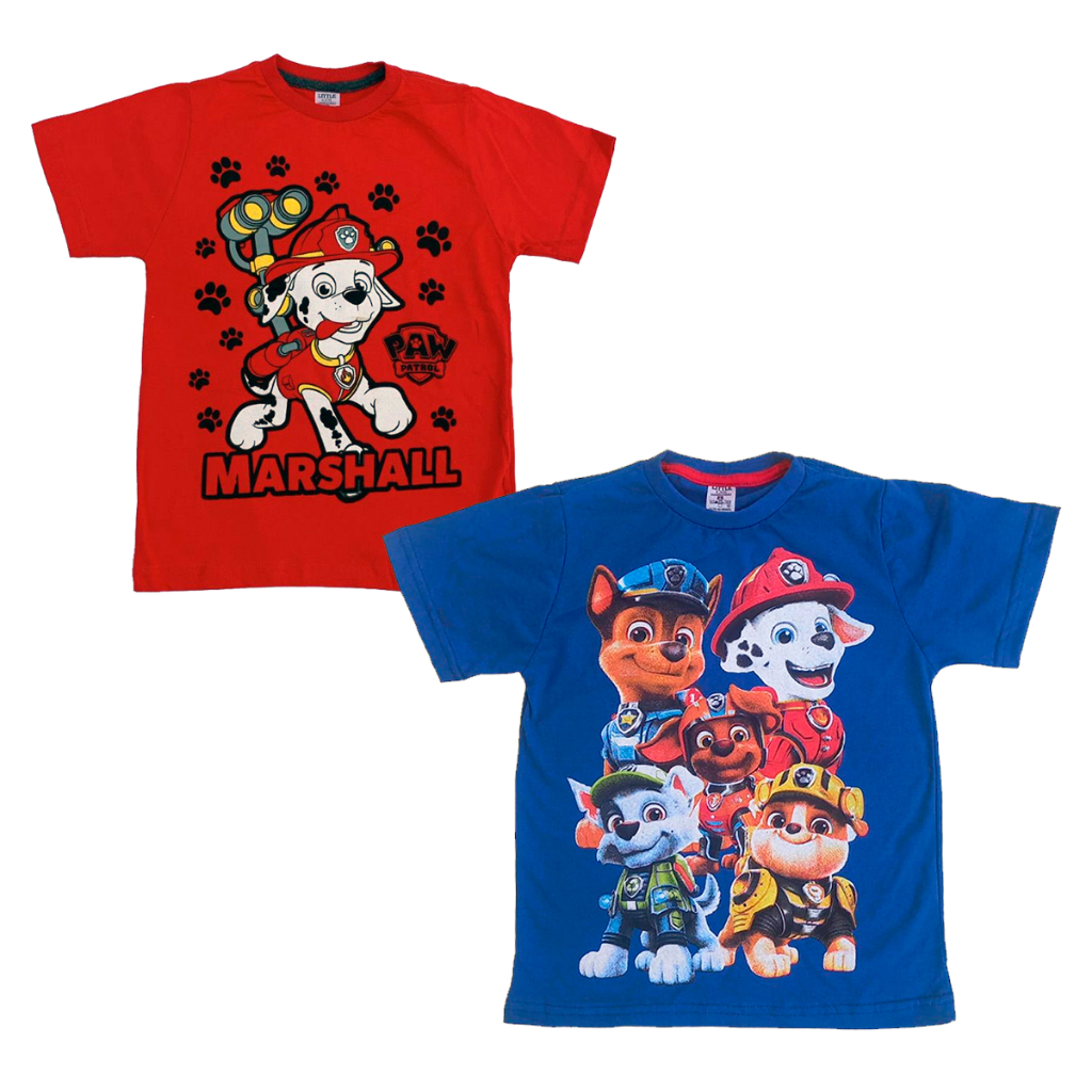 Camiseta Infantil Patrulha Canina Personagem Manga Curta 100% Algodão