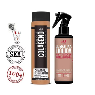 Kit Queratina Liquida 200ml e Shampoo Banho de Colageno 280ml