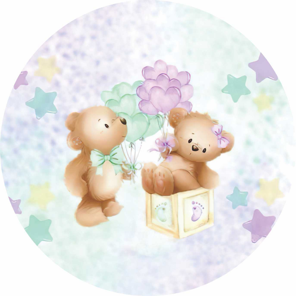 Painel Chá Revelação Ursinhos em Dry fit Premium 150x150, Promoção!!!