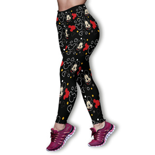 Calça Branca Feminina Leg Legging Minnie Para Malhar Plus Size