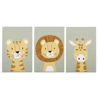 Kit Quadro Decorativo Personalizado Infantil Safari Animais Para Quarto De Criança 60x40