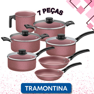 Jogo De Panela Da Tramontina 7 Pçs Alumínio Antiaderente Rosa