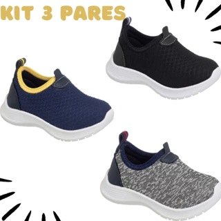 Kit 3 Pares - Tênis Infantil Masculino Menino Volta as Aulas