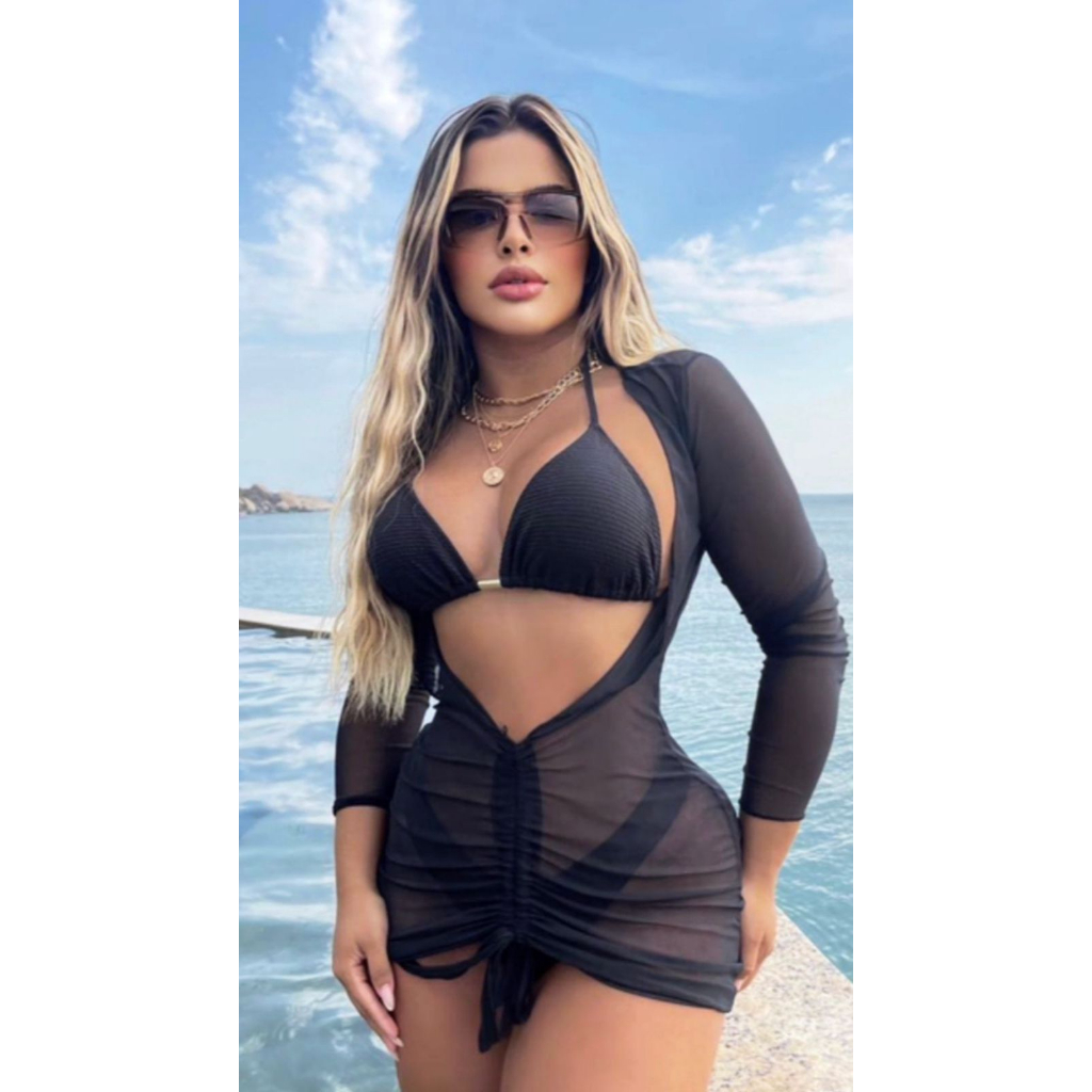 Vestido store transparente praia