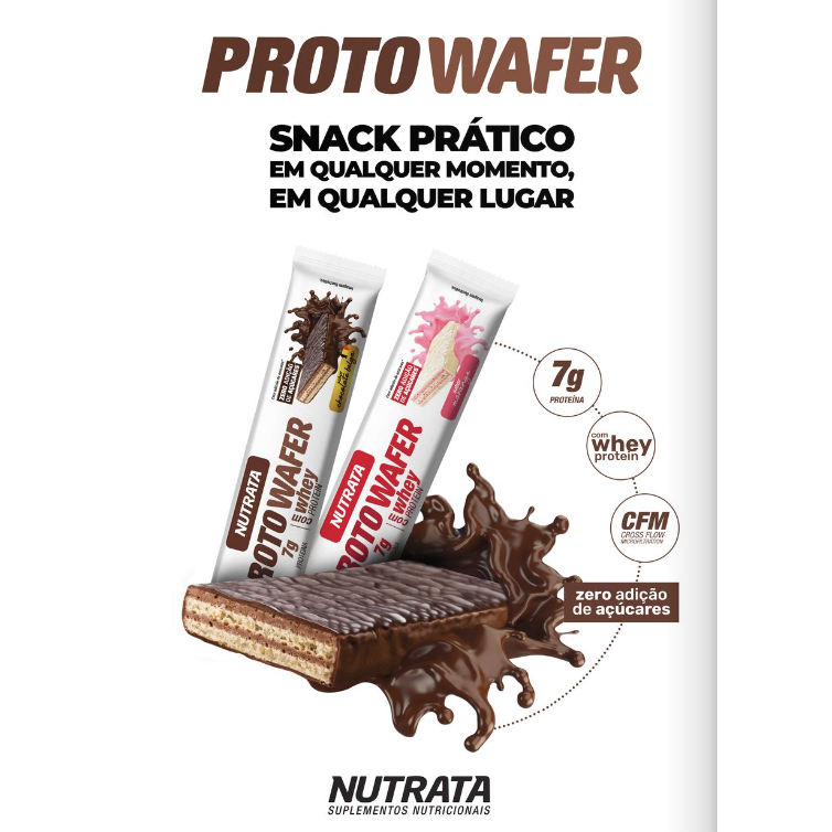Barra Proto Wafer c/ Whey Protein 12un x 30g – Nutrata