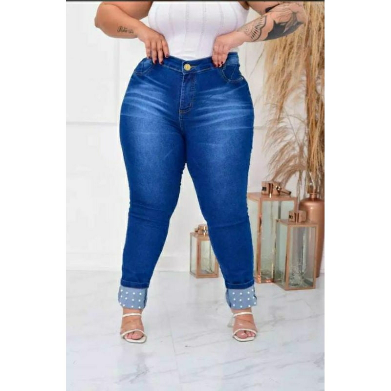 Calça jeans feminina skinny cós alto levanta bumbum c/ lycra - R