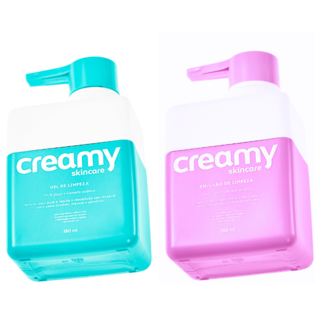 Creamy Skincare Gel e Emulsão de Limpeza - Sabonete Facial Hidratante Pele Sensível, Seca, Normal, Mista, Anti Acne, Oleosa 180ml