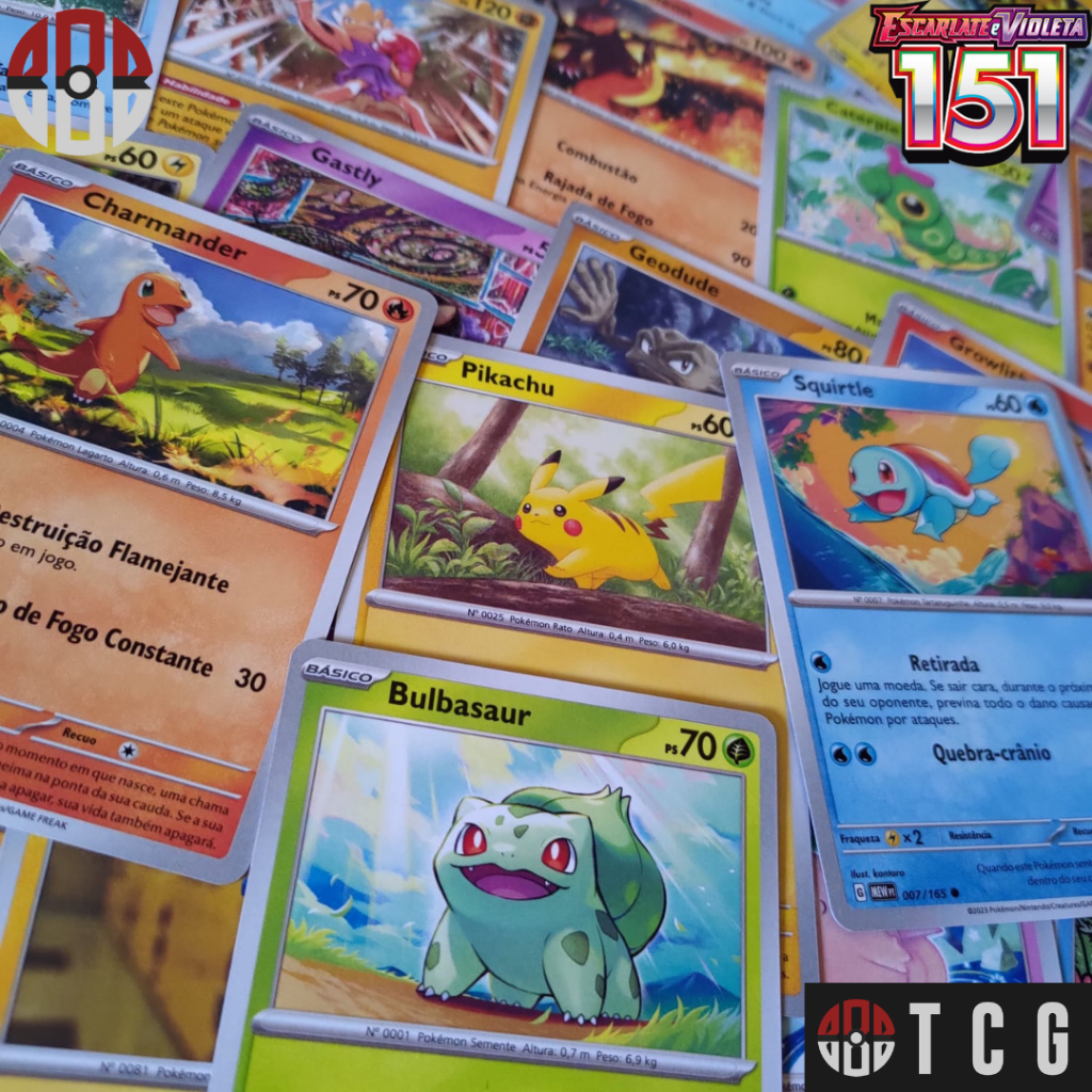 Até 100 Cartas Pokémon 151 ORIGINAIS SEM REPETIÇÃO - POKÉMON TCG 151  (Primeira Geração Kanto)