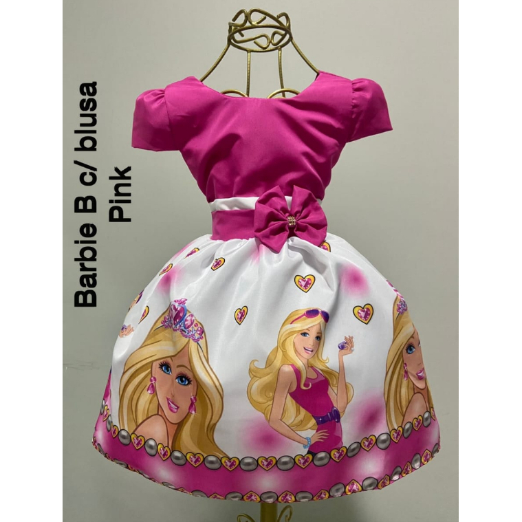 Vestido Infantil Temático Festa da Barbie Colorido - Ss boutique