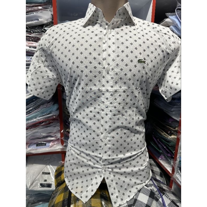 Promoção Camisa social Manga curta estampa algodão slim fit