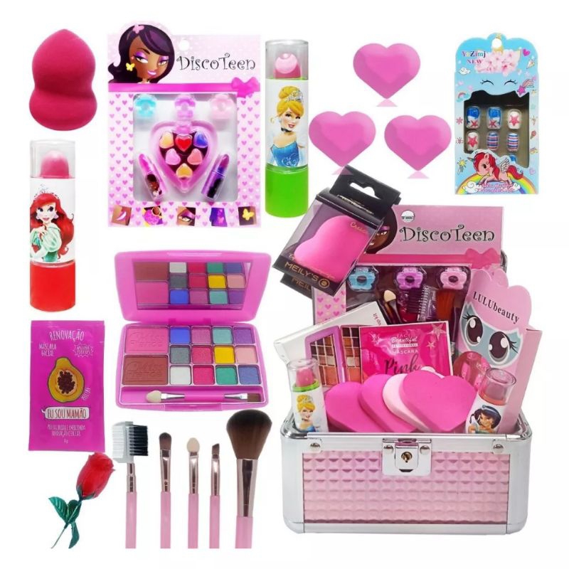 Totority 1 Conjunto Caixa De Maquiagem Infantil Brinquedo De Maquiagem Para  Crianças Acessórios De Jogo De Princesa Fingir Kit De Maquiagem Para Menina  Conjunto De Esmaltes Para Meninas