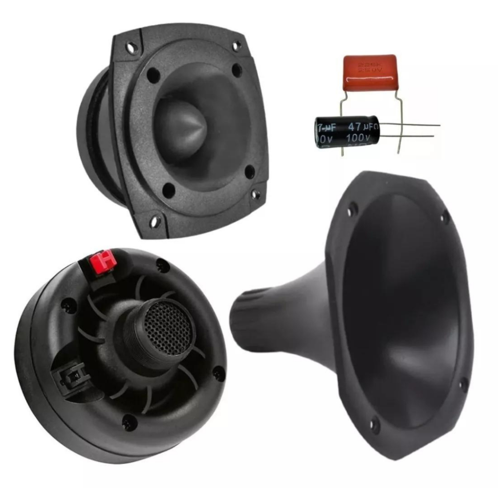 Kit 1 driver corneta e 1 tweeter profissional space audio 200w com ...