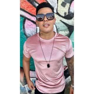Camisa masculina longline Bublle 2.0 veludo importado texturizado e um toque de elastano