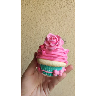 Pote decorado em biscuit - Tema Cupcake Rosa