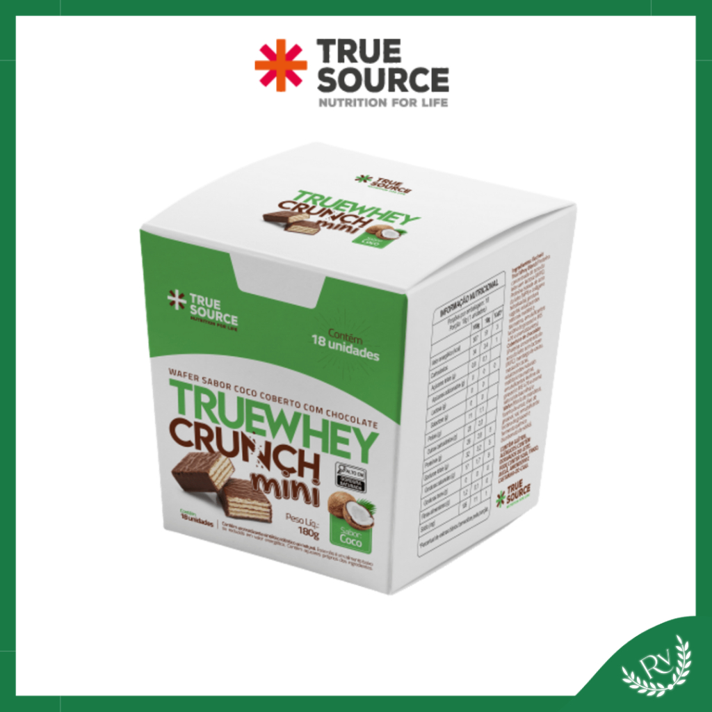 True Whey Crunch Mini Chocolate c/ Coco 180g 18 unidades True Source ...