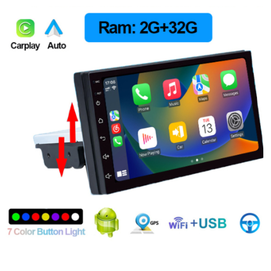 Central Multimídia 1 Din 7 Polegadas Android Gps 2gb Carplay android ...