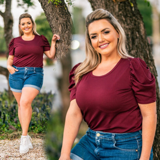 Blusa Feminina Plus Size Canelada Moda Evangélica Qualidade