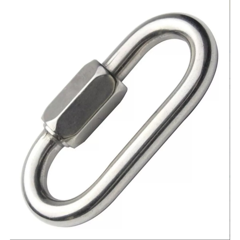 04 Unidades Mosquetão Aço Carbono Galvanizado 7x68mm 550kg Trava Rosca
