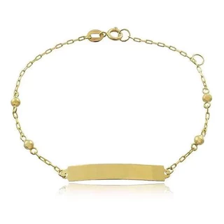 Pulseira Infantil De Chapinha Com Bolinhas Ouro 18k