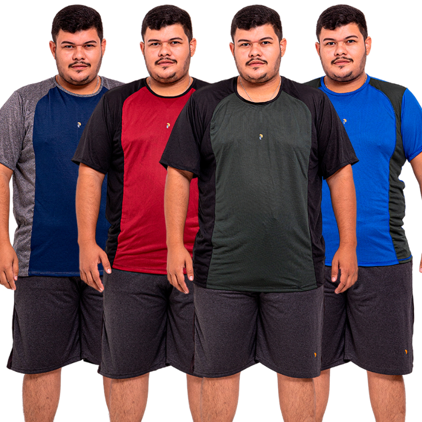 KIT 2 Camiseta Tecido Dry fit Plus Size Masculina Academia Treino