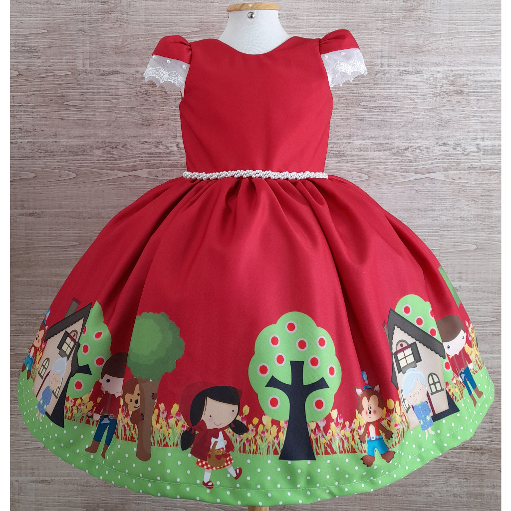 Vestido infantil Chapeuzinho vermelho | Shopee Brasil