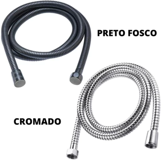 Engate Mangueira Flexível De Inox Cromado Ou Preto Fosco Para Ducha Higiênica E Chuveiro A Gás (1,20m/1,50m/1,80m/2,00m)