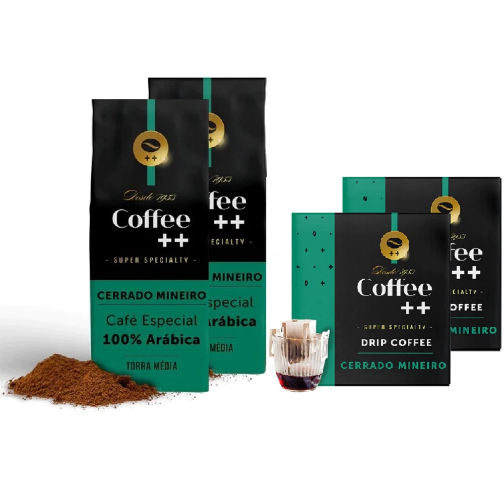 Kit Café Especial Cerrado Mineiro - 20 Sachês Drip Coffee e 2 moídos - Coffee Mais