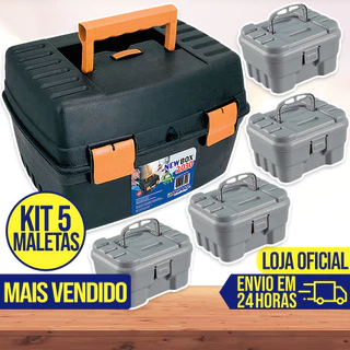 Kit 5 Maletas Caixa de Ferramentas Grande Organizadora Reforçada Multiuso Resistente Plástica Cabe Tudo Kit Ferramentas Parafusos Pregos Porcas Makita Serra Mármore