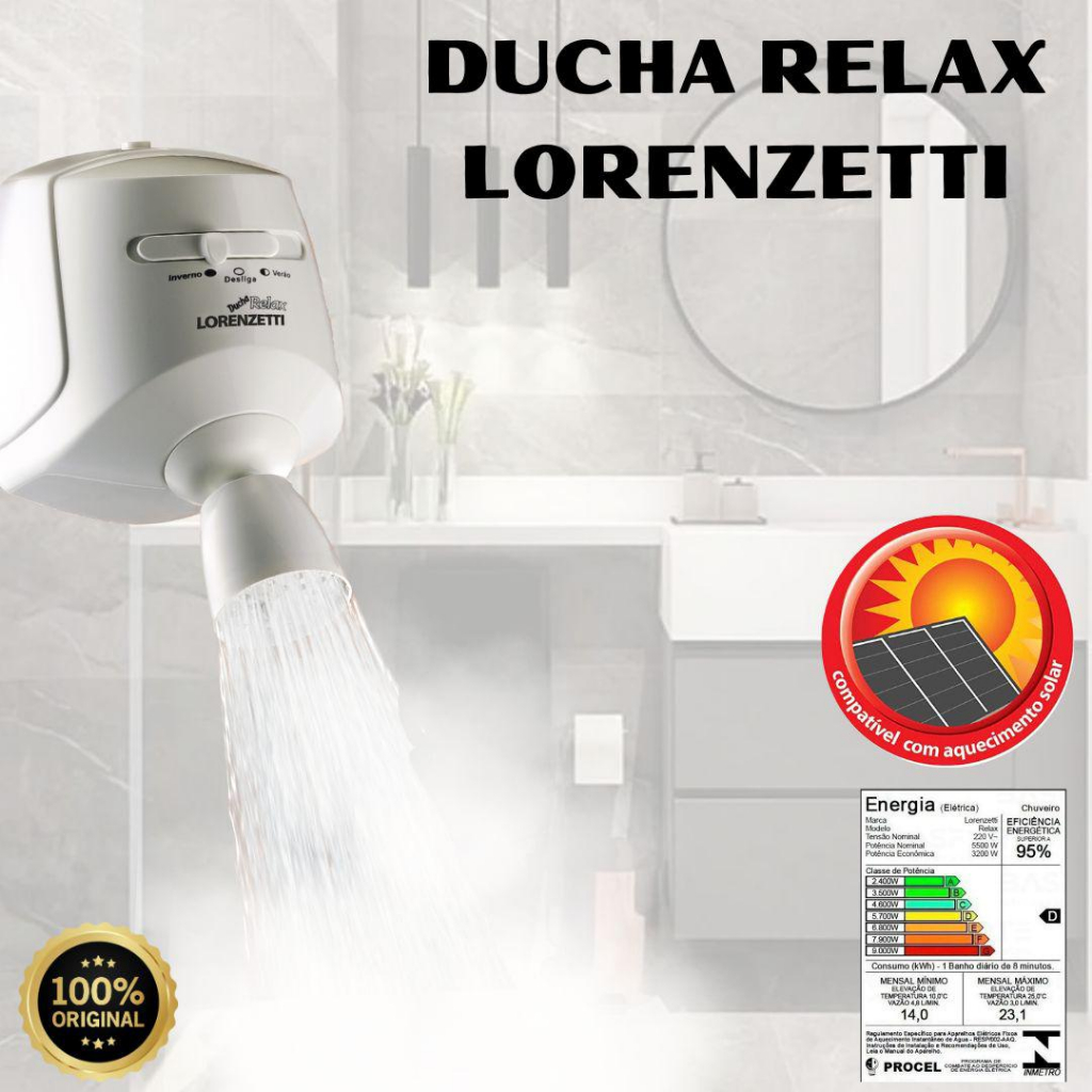 ducha relax 127v 5500w lorenzetti 7540117 branco cromado pequeno em  Promoção na Shopee Brasil 2024