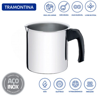 Leiteira Fervedor Tramontina Allegra Indução em Aço inox e Cabo de Baquelite 12 cm 1,4 L