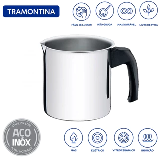 Leiteira Fervedor Tramontina Allegra Indução em Aço inox e Cabo de Baquelite