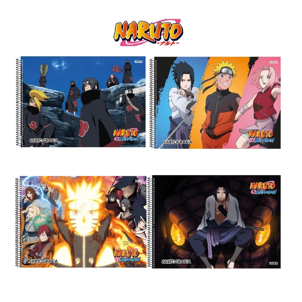 Kit 2 Cadernos Naruto Shippuden Brochura Pequeno + Desenho e Cartografia  Naruto em Promoção na Americanas