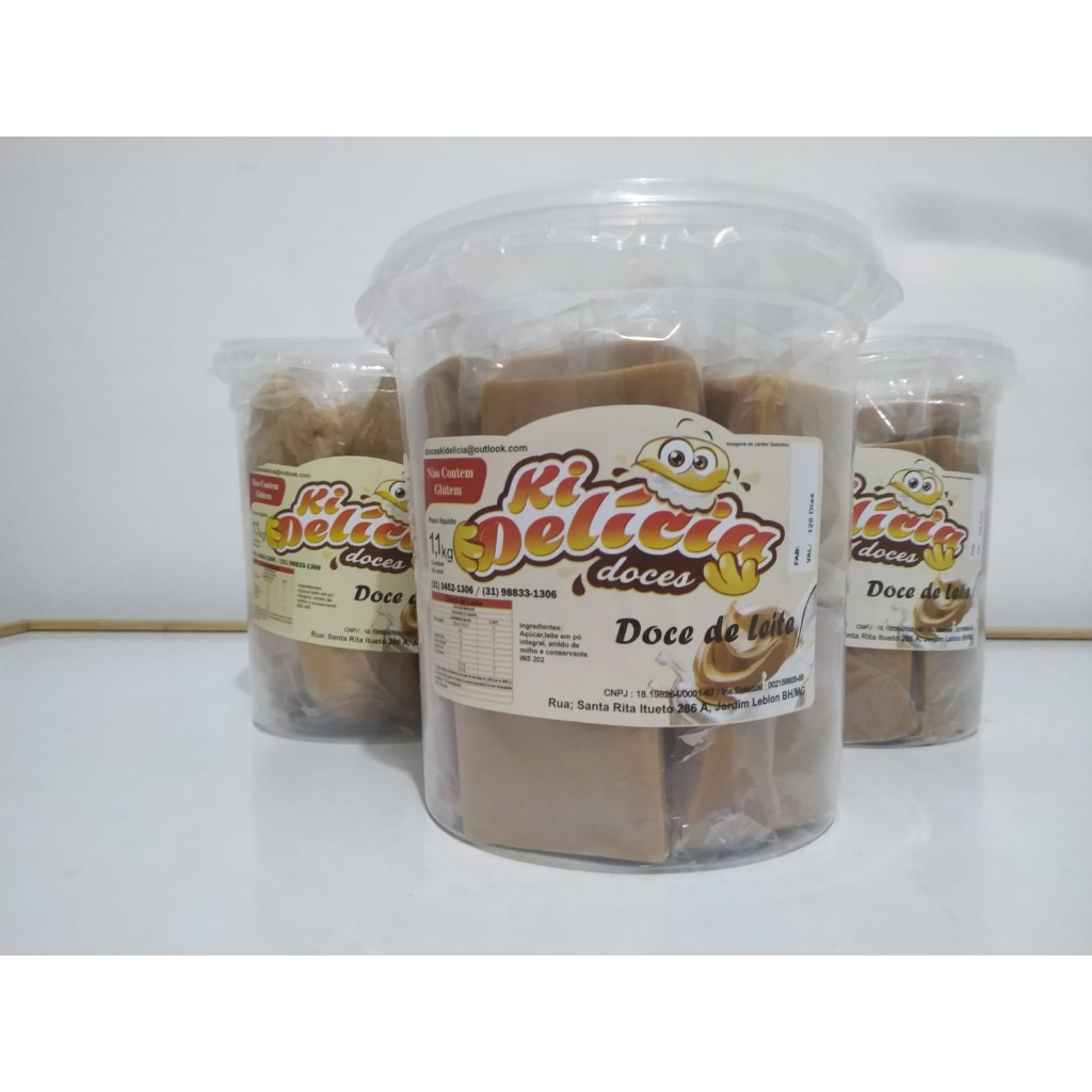 Doce de Leite Quadrado pote de 1,1 KG com 20 unidades embalado 1 a 1 ...