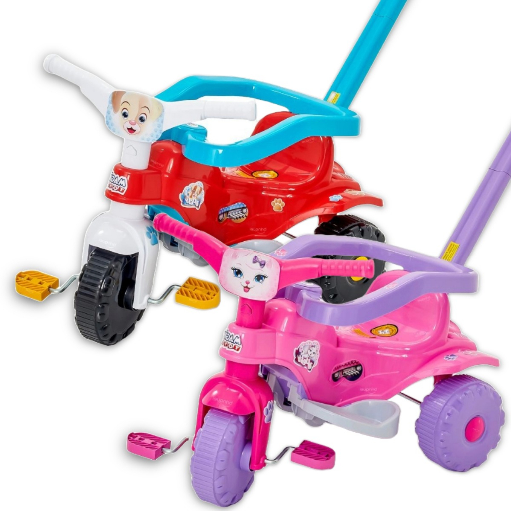 Triciclo Motoca Infantil Tico Tico Pets Rosa Magic Toys 2811
