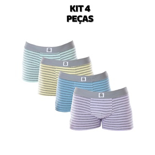 Kit 4 Cuecas Box Boxer Algodão Antialérgico Listras Alta Qualidade e Conforto Oferta