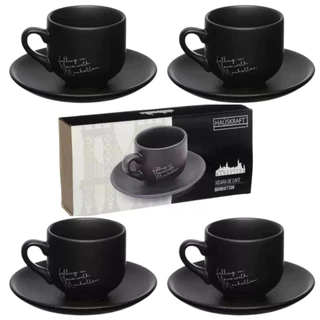 Jogo Xicaras De Porcelana Cafe 90 ml Preto manhattan