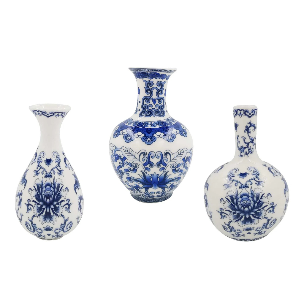 Vaso Decorativo Em Porcelana Luxo Estilo Oriental